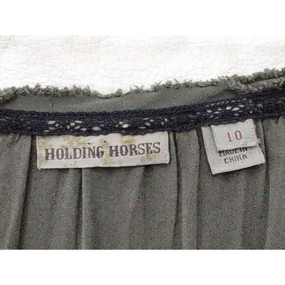 Anthropologie Holding Horses Ocala Dress Womens 10 Green Western Minimalist Boho - Picture 10 of 13